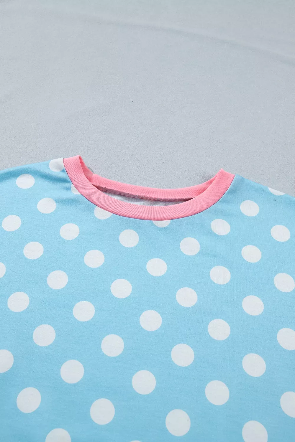 Polka Dot Contrast Trim Top and Drawstring Shorts Set, image 5