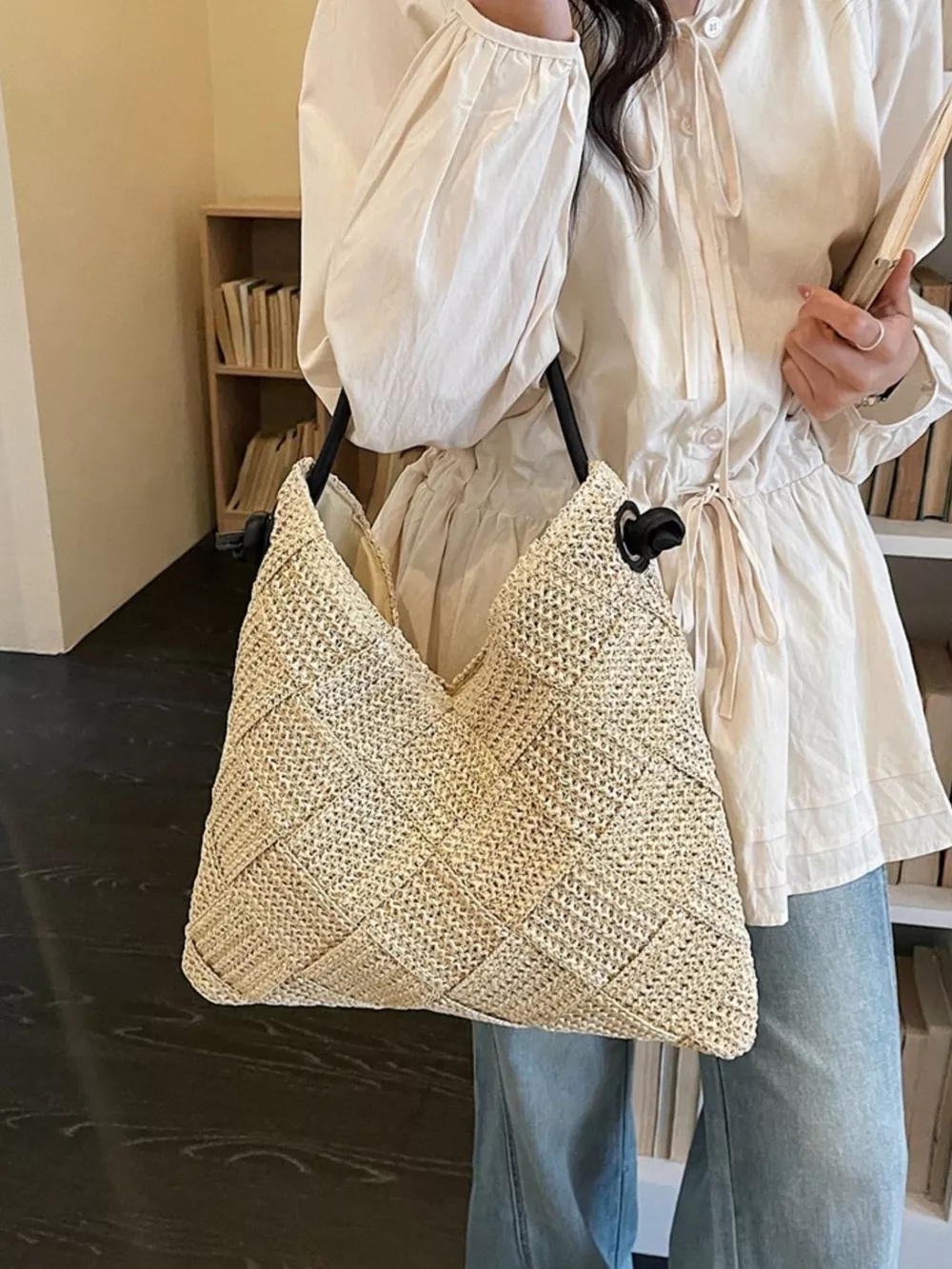 Woven Straw Shoulder Bag, image 6