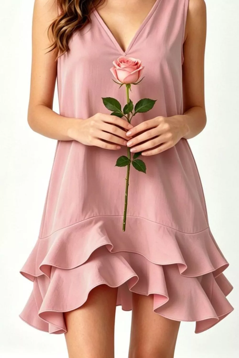 Full Size Sleeveless V-Neck Ruffle Hem Mini Dress Plus Size, image 11