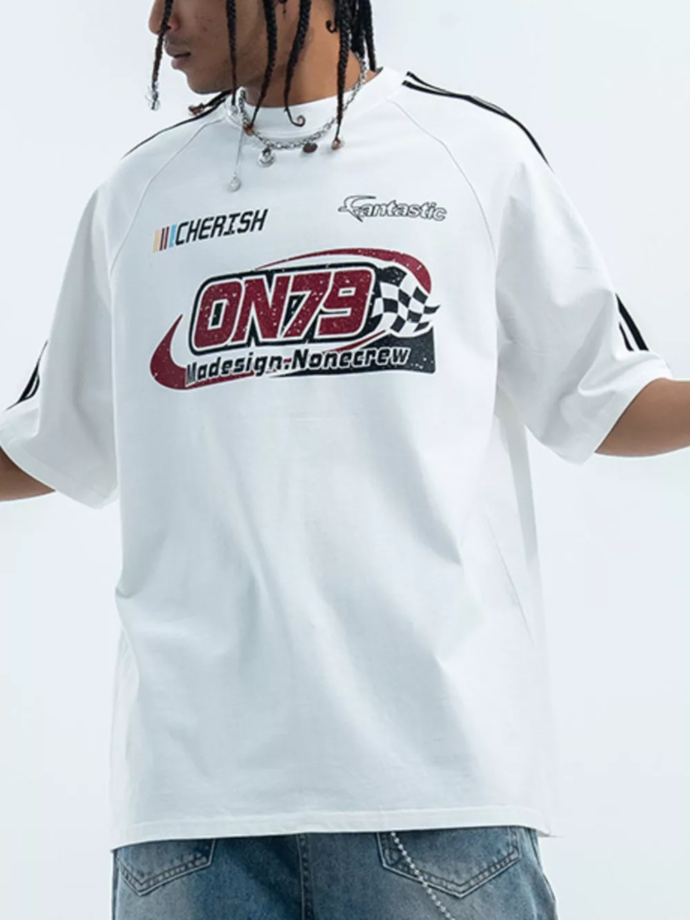 Men's Graphic Round Neck Oversized T-Shirt, image 3