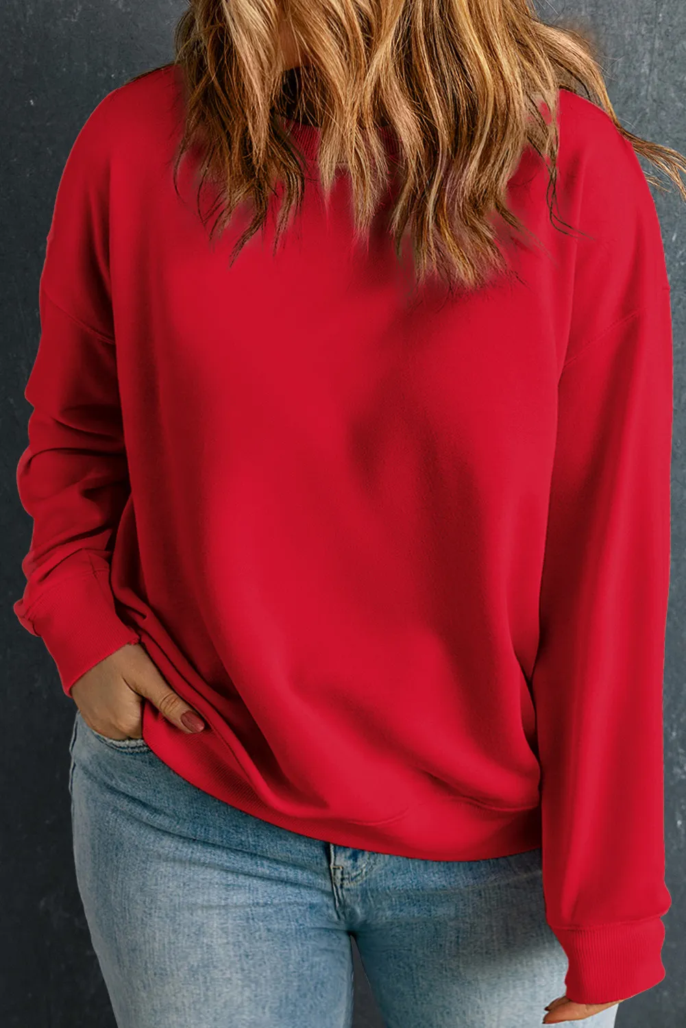 Plus Size Round Neck Long Sleeve Sweatshirt, image 10