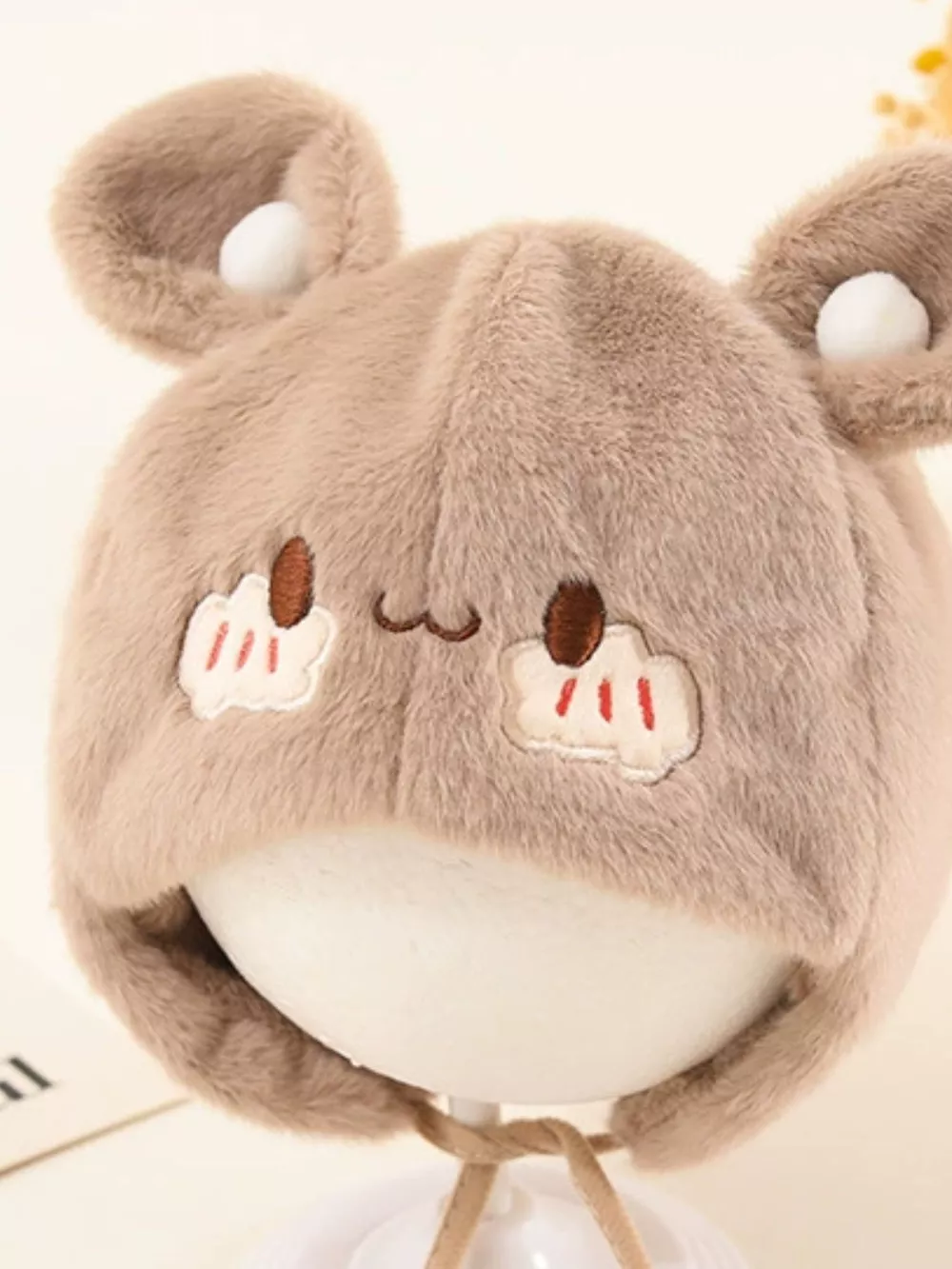 Children's Cute Bear Ear Plush Hat, image 23