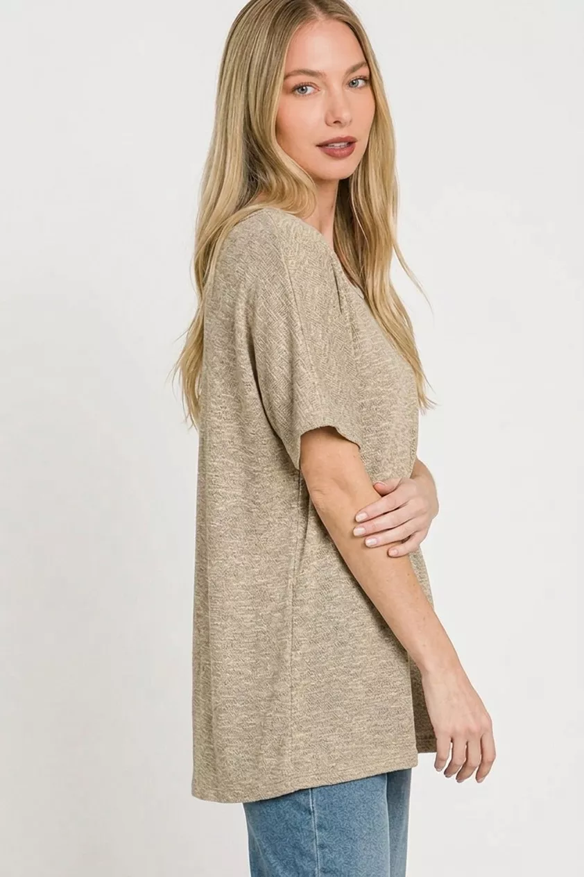 Zenana Oversized Slub Hacci Top, image 2