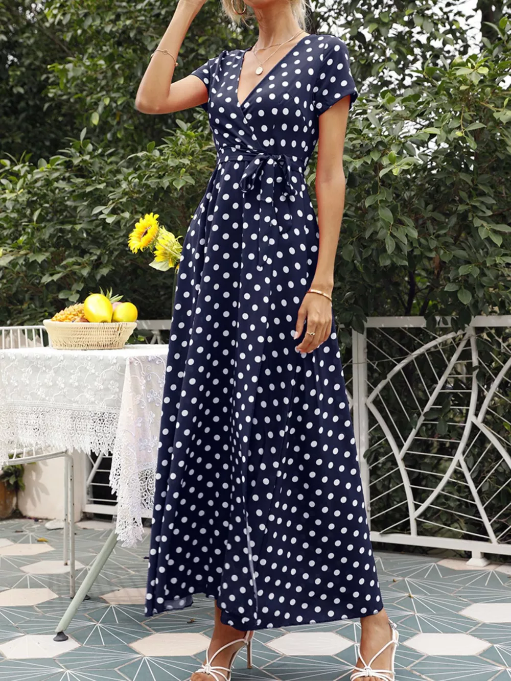 Polka Dot Wrap Maxi Dress, image 12