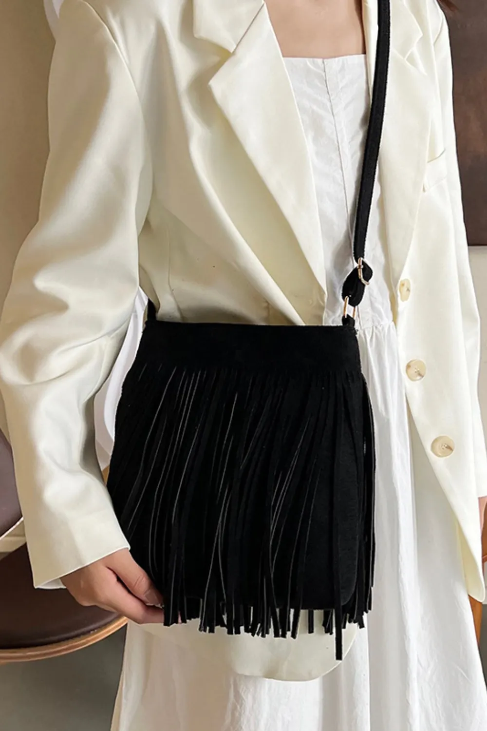 Suede Fringe Shoulder Bag, image 10