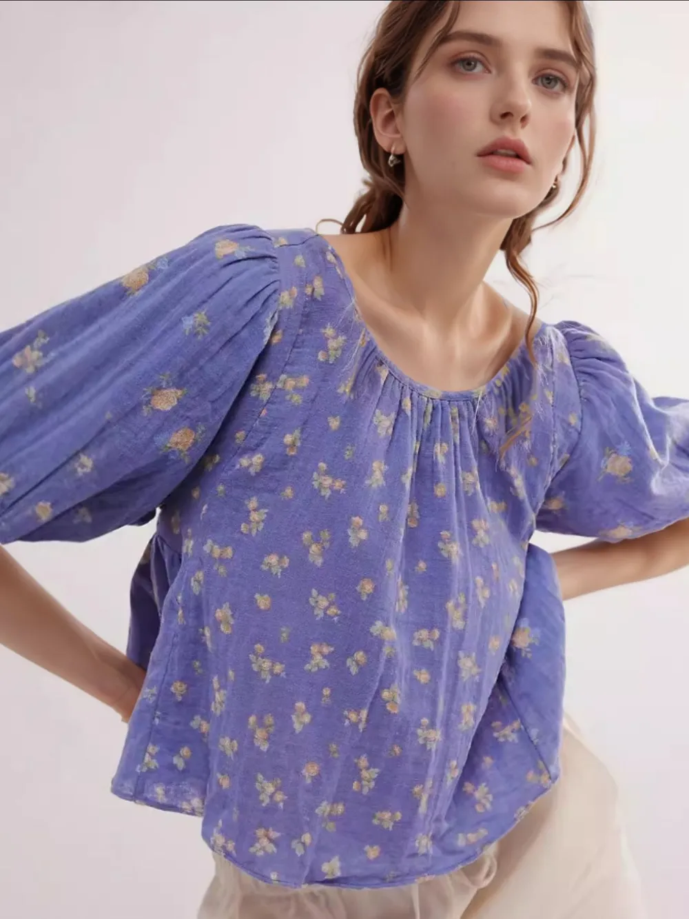 Bow Back Puff Sleeve Blouse, image 2