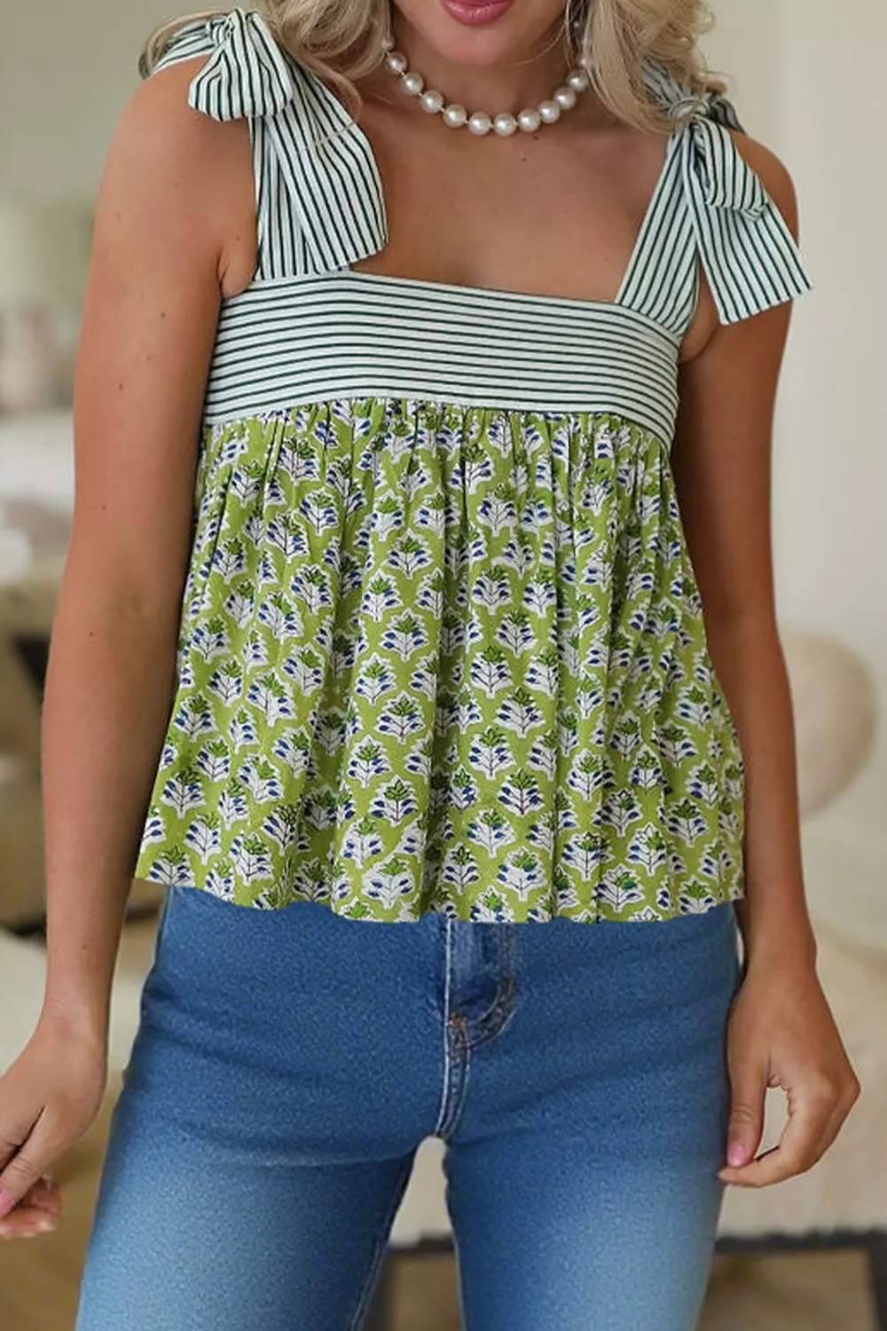 Tie-Strap Floral Print Tank, image 3