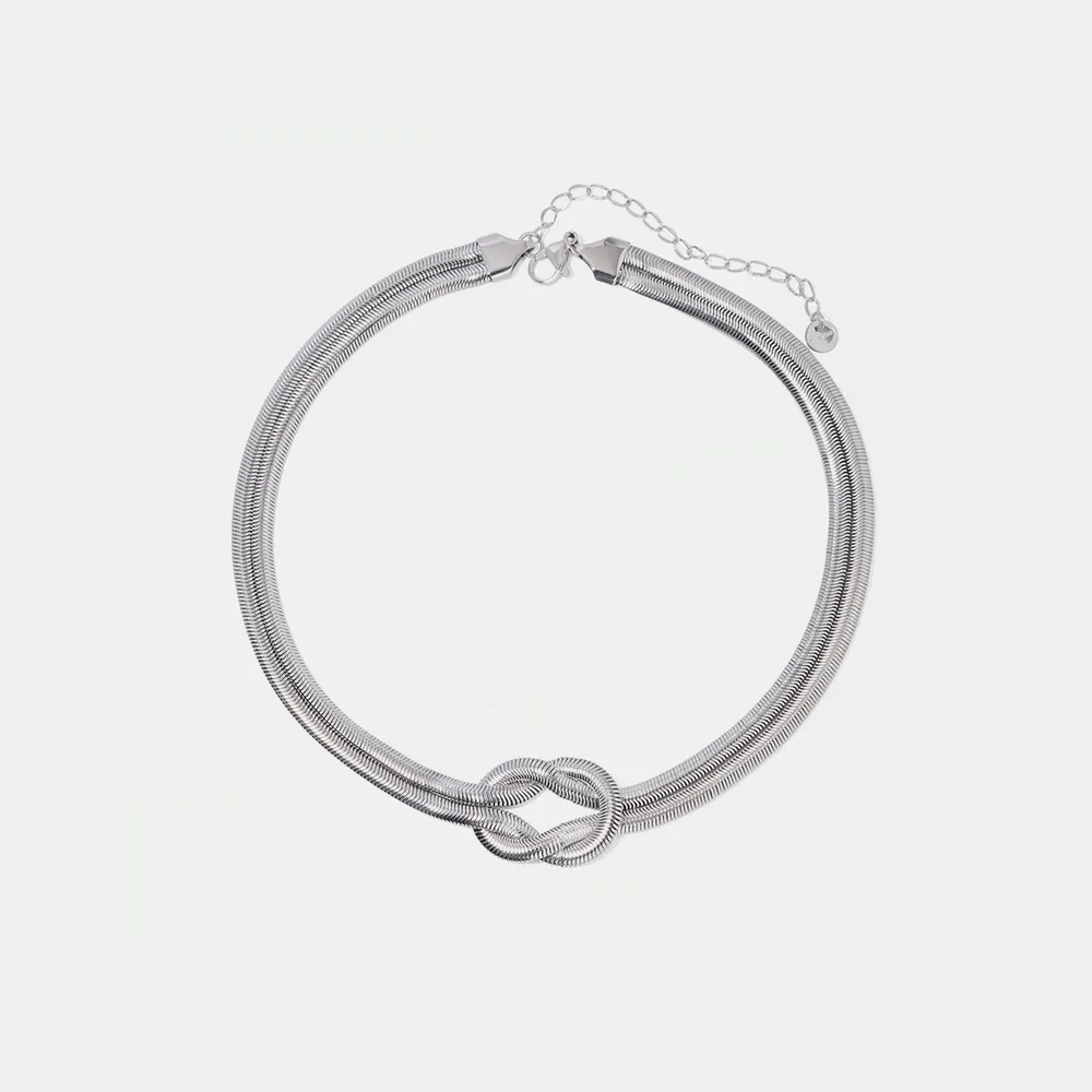 Double Layered Knot Herringbone Choker Necklace, image 4