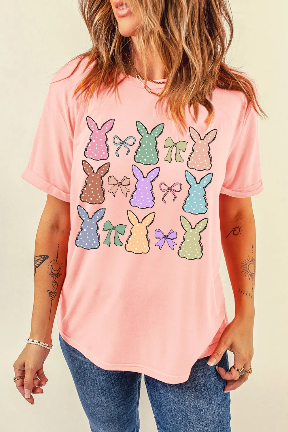 Dotty Bunny Bow Graphic Short Sleeve T-Shirt, image 6