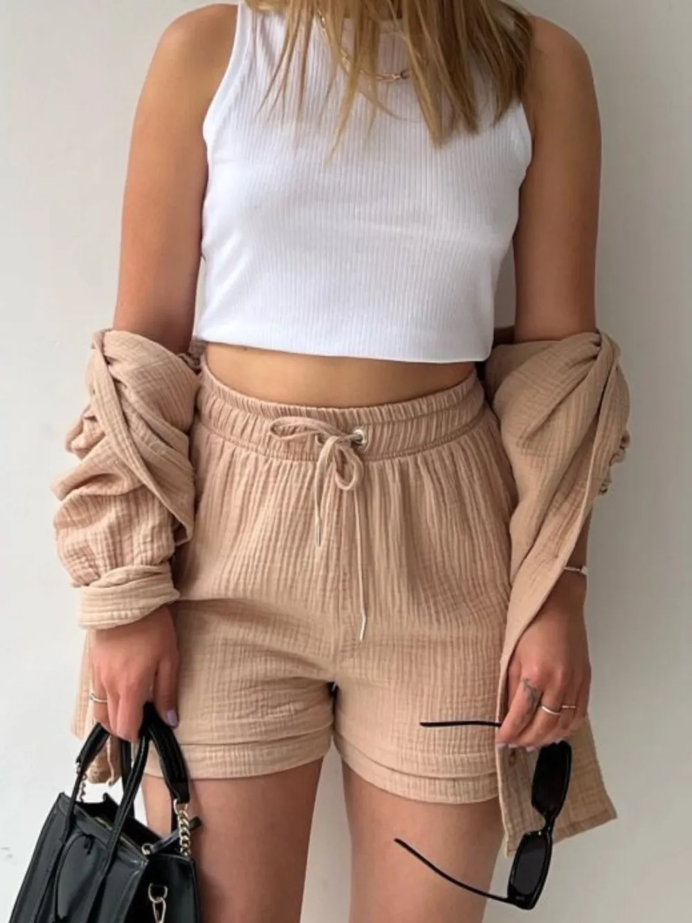 Textured Button Up Shirt and Shorts Set, image 31