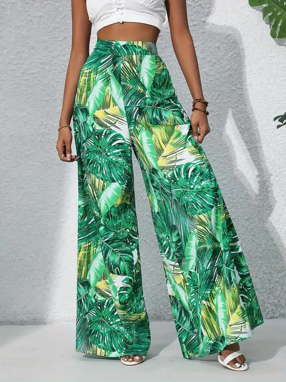 Printed High Waist Wide Leg Pants, image 19