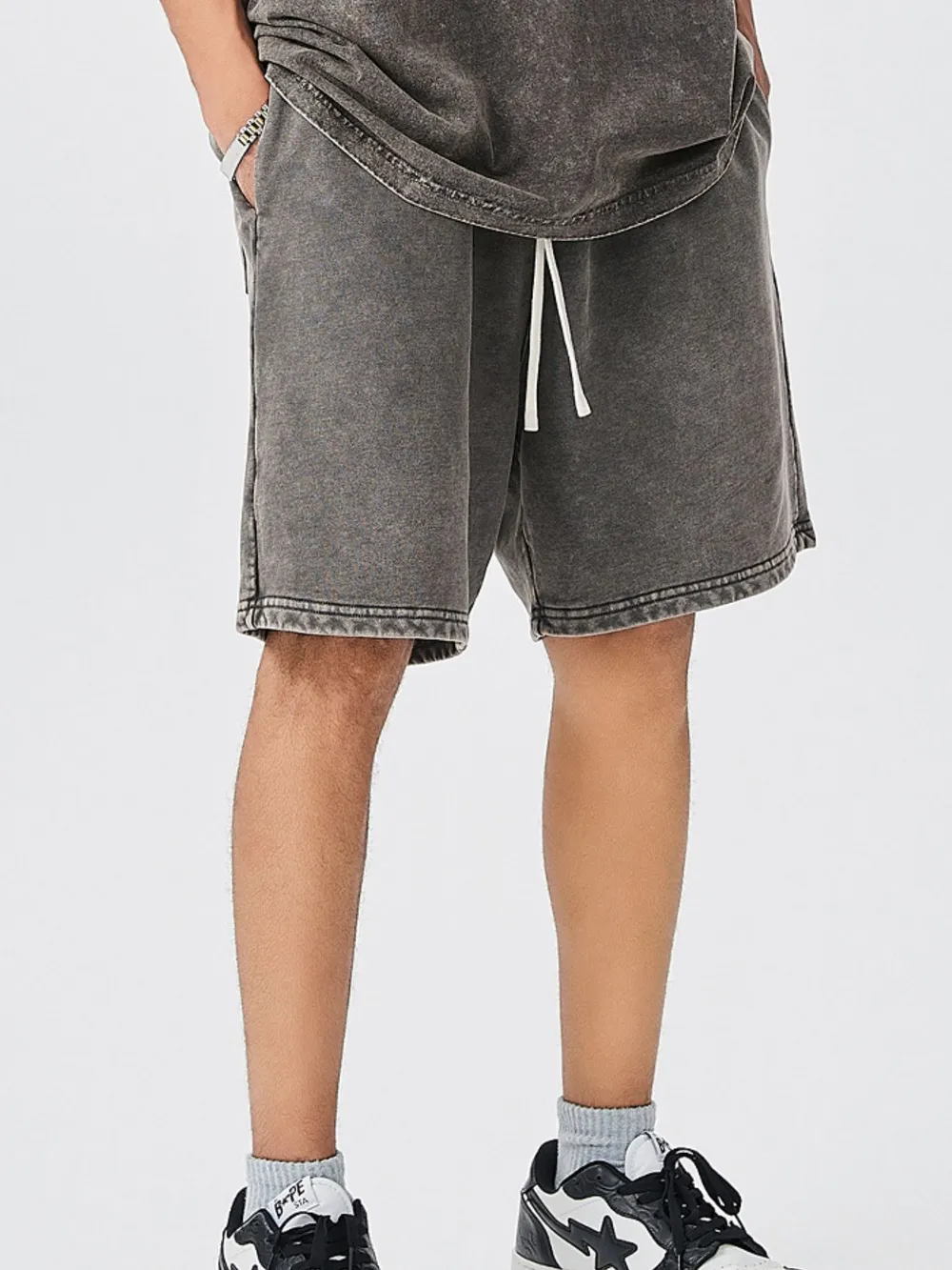Men's Drawstring Washed Shorts, image 2
