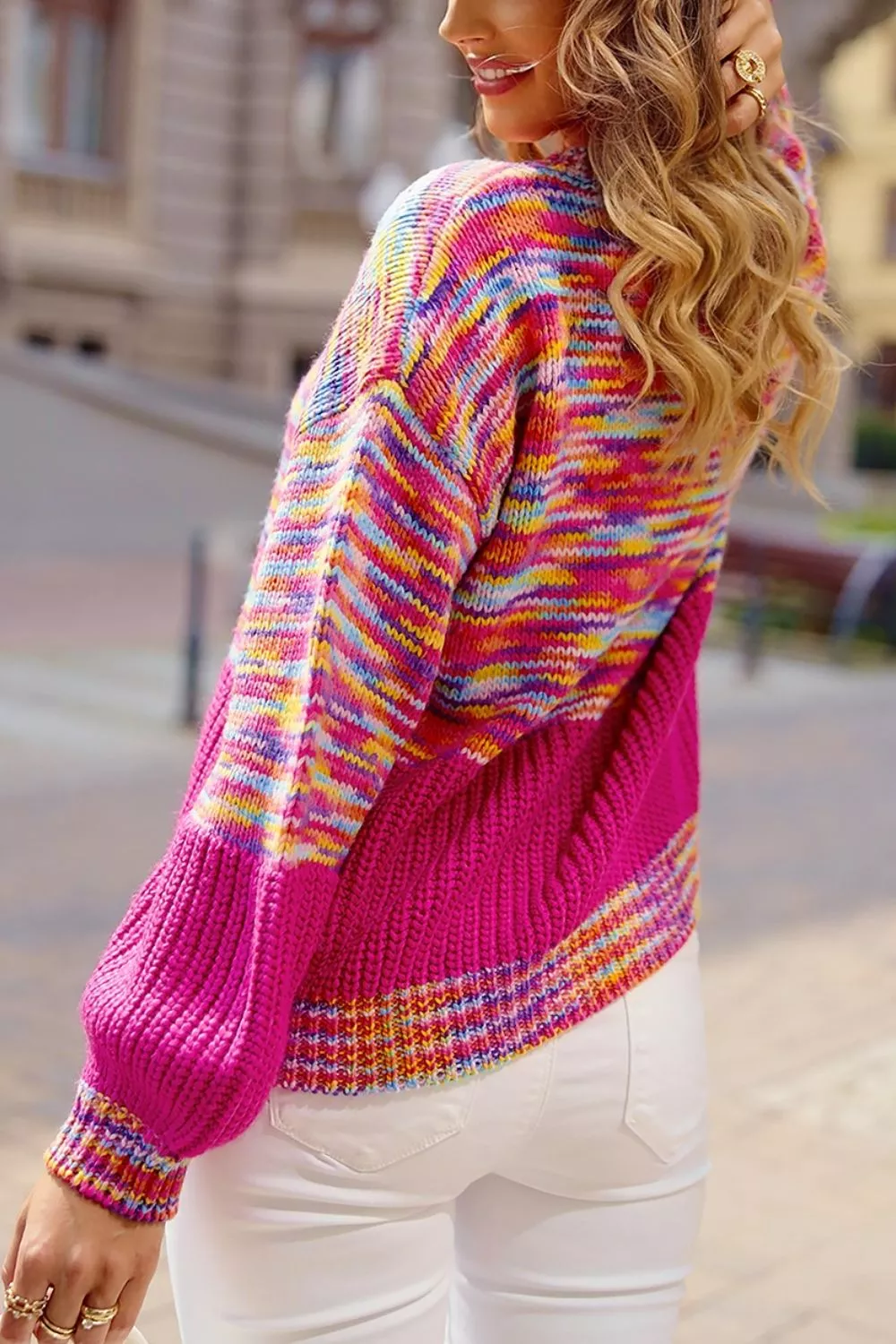Colorful Knit Crew Neck Sweater, image 12