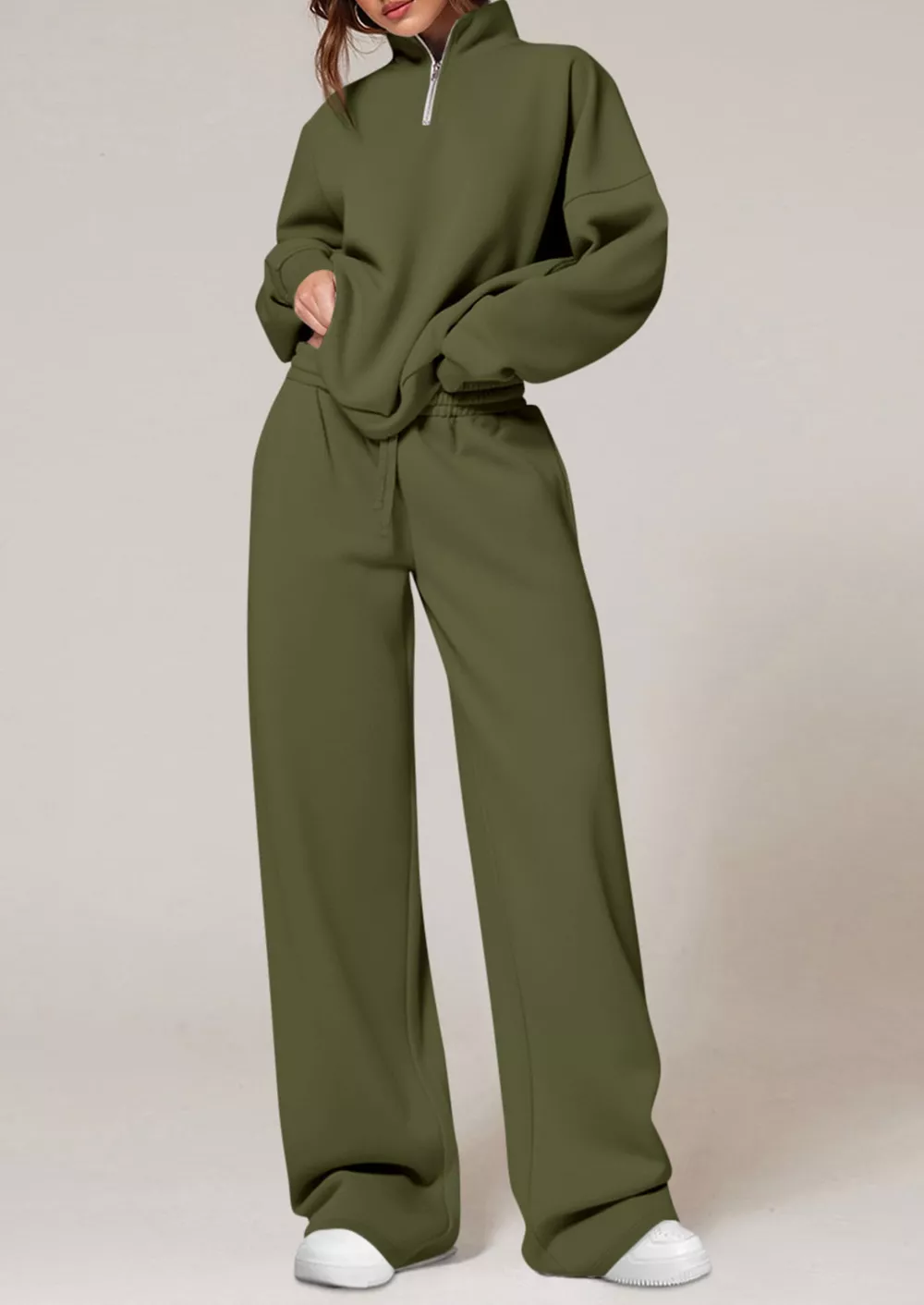 Half-Zip Sweatshirt and Wide-Leg Sweatpants Set, image 20