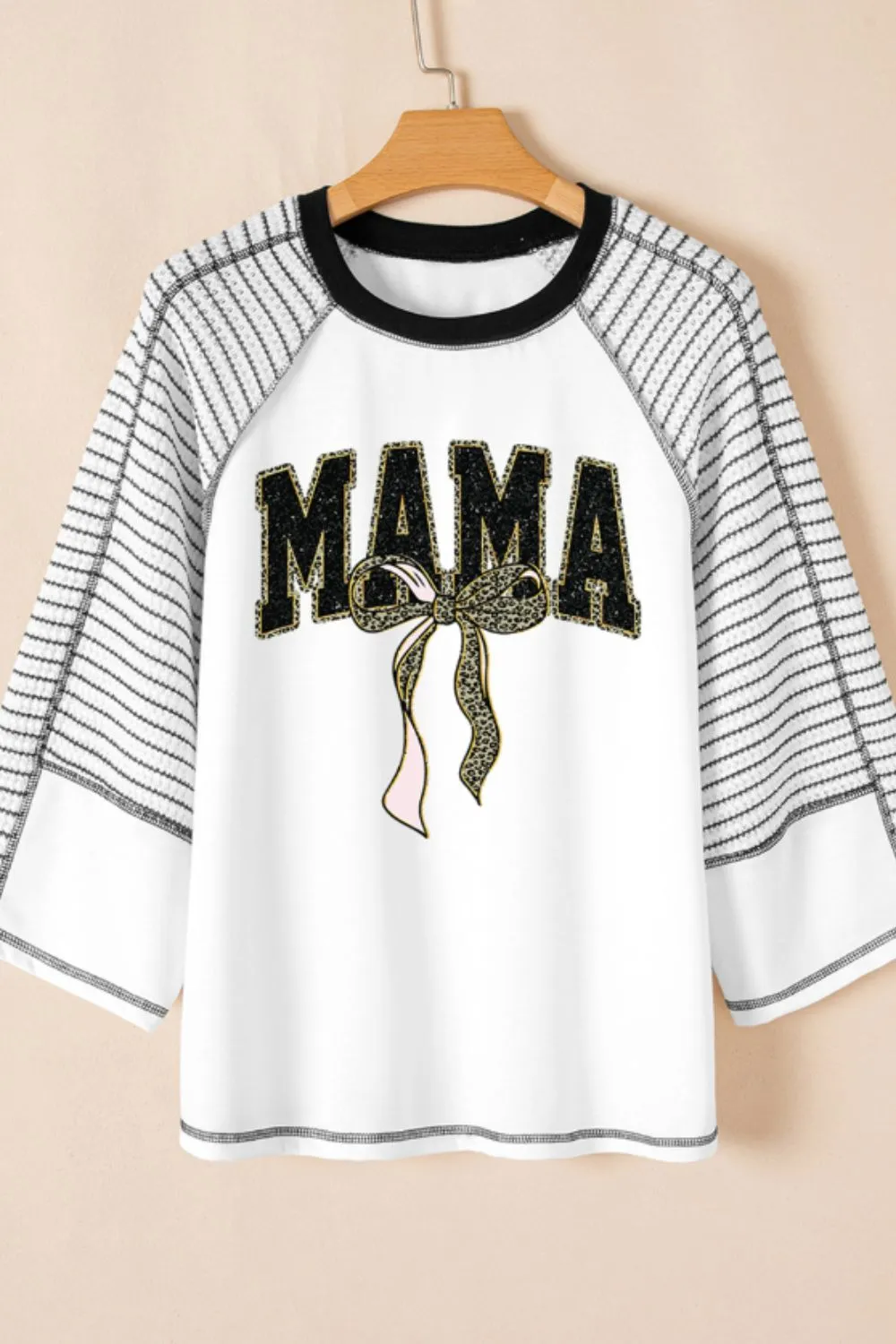 MAMA Leopard Graphic Contrast Stitching T-Shirt, image 3