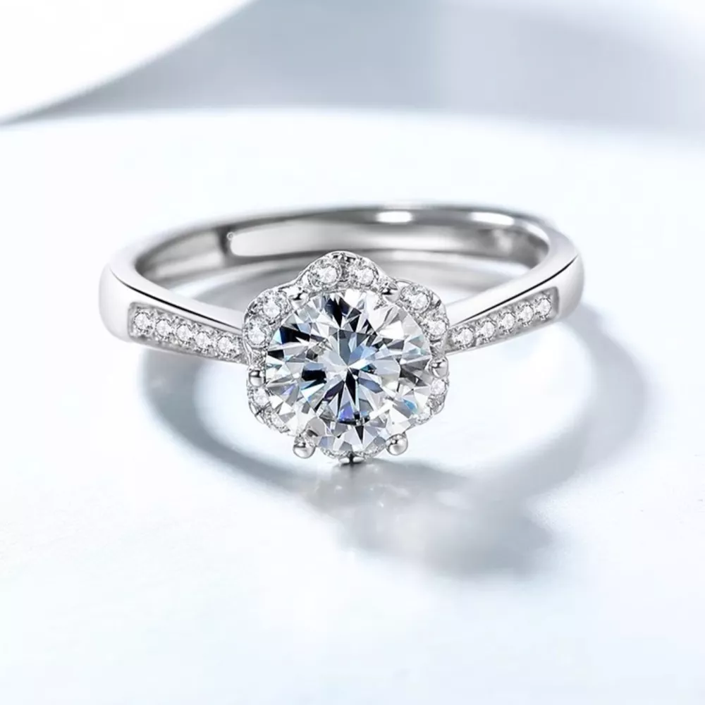 1 Carat Moissanite 925 Sterling Silver Ring, image 2