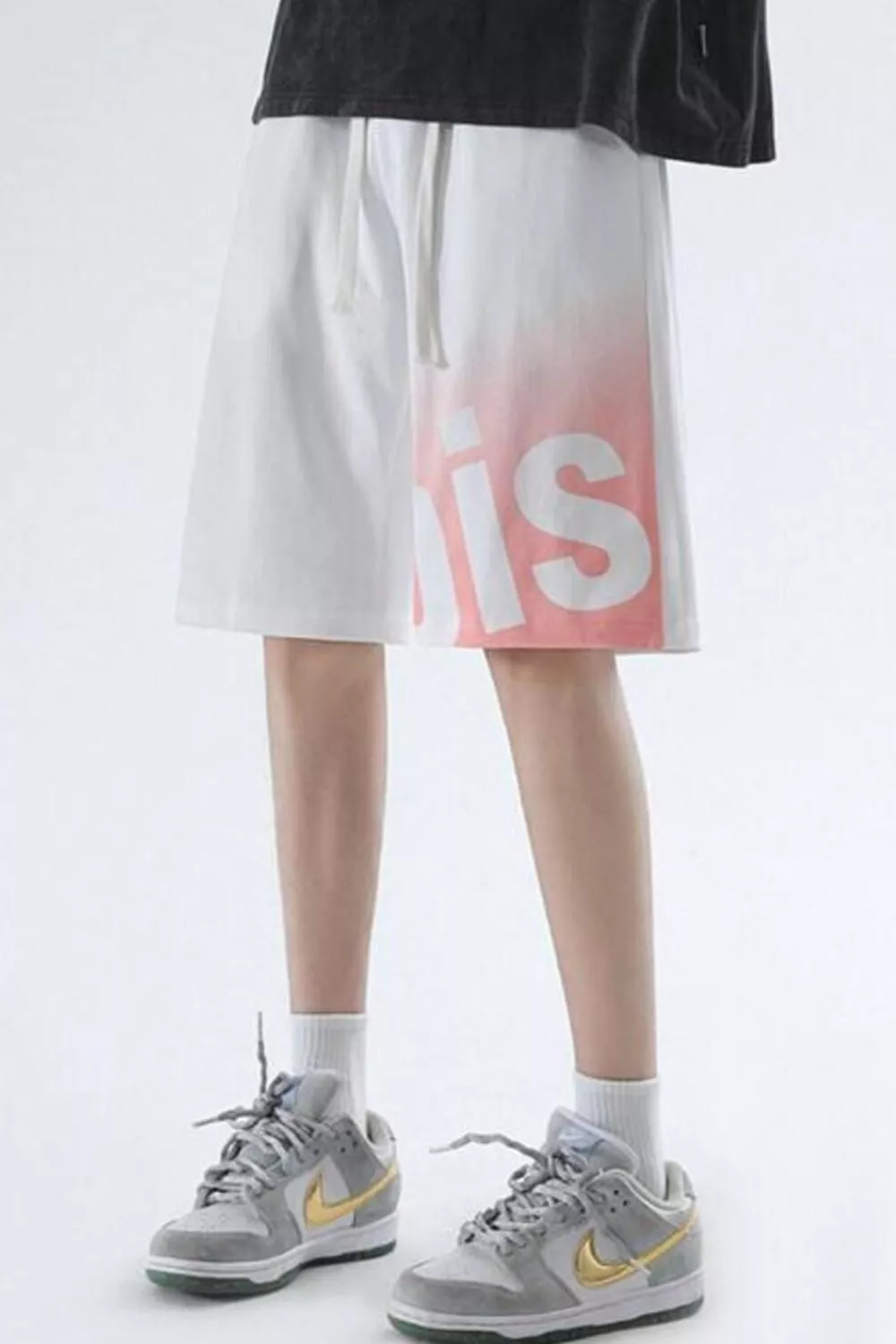Men's Plus Size Casual Drawstring Gradient Letter Shorts, image 3