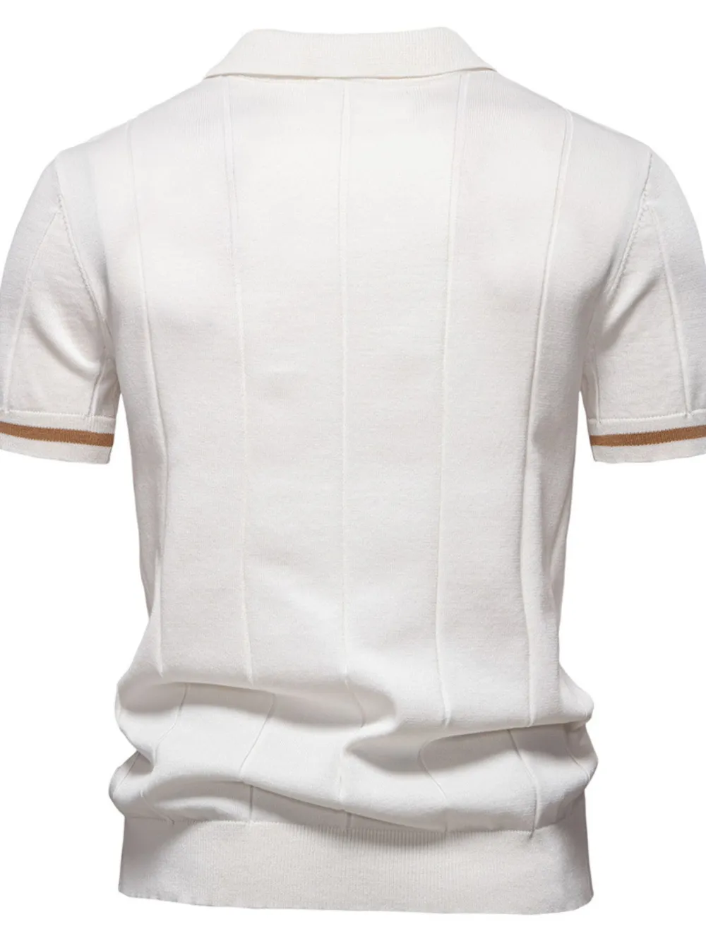 Men's Classic Zip-Neck Knitted Polo Shirt, image 3