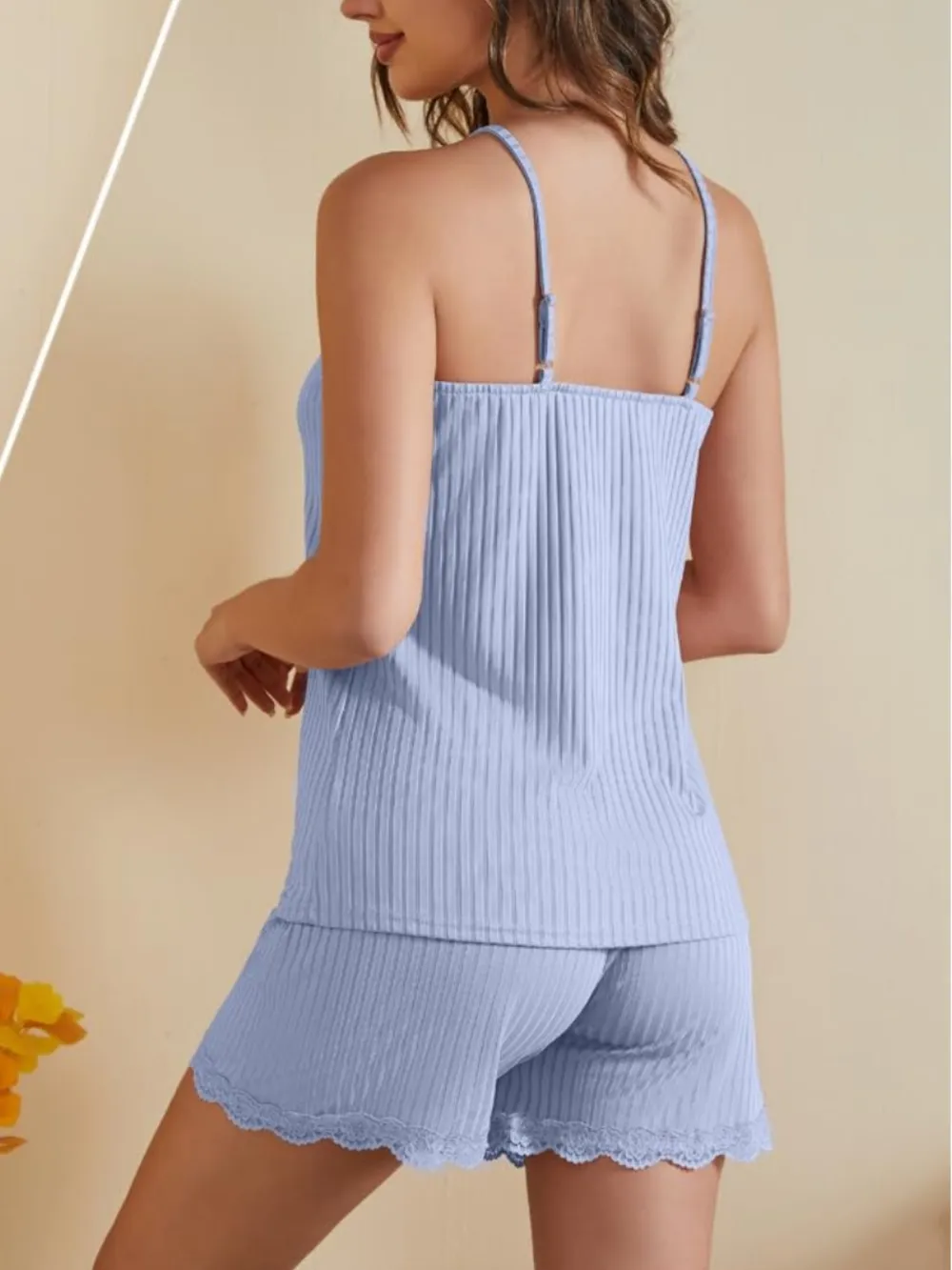 Ribbed Scoop Neck Top and Shorts Lounge Set, image 9