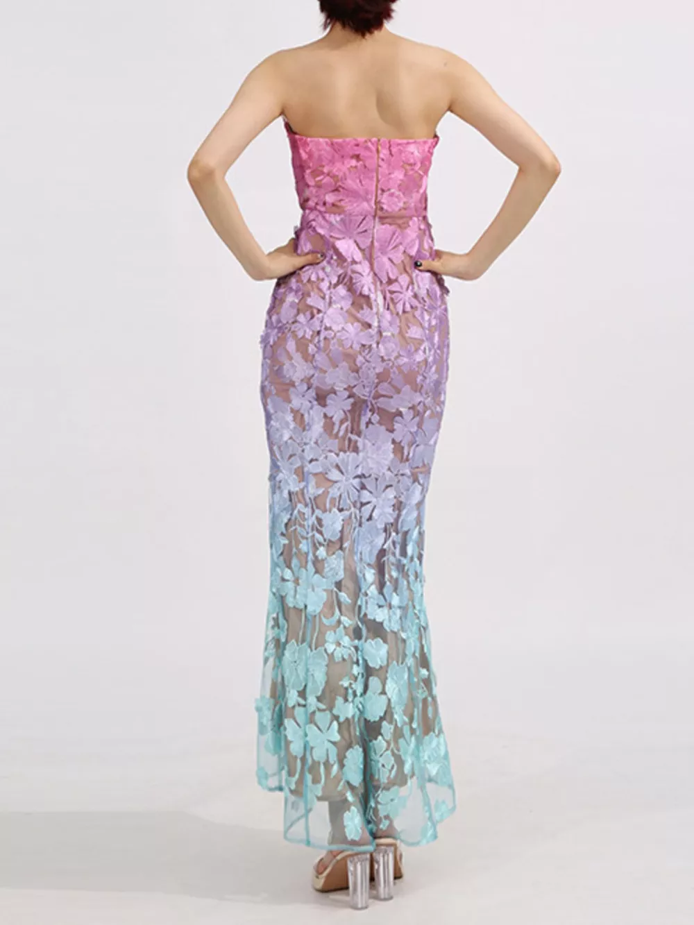 Floral Embroidered Tube Maxi Dress, image 6