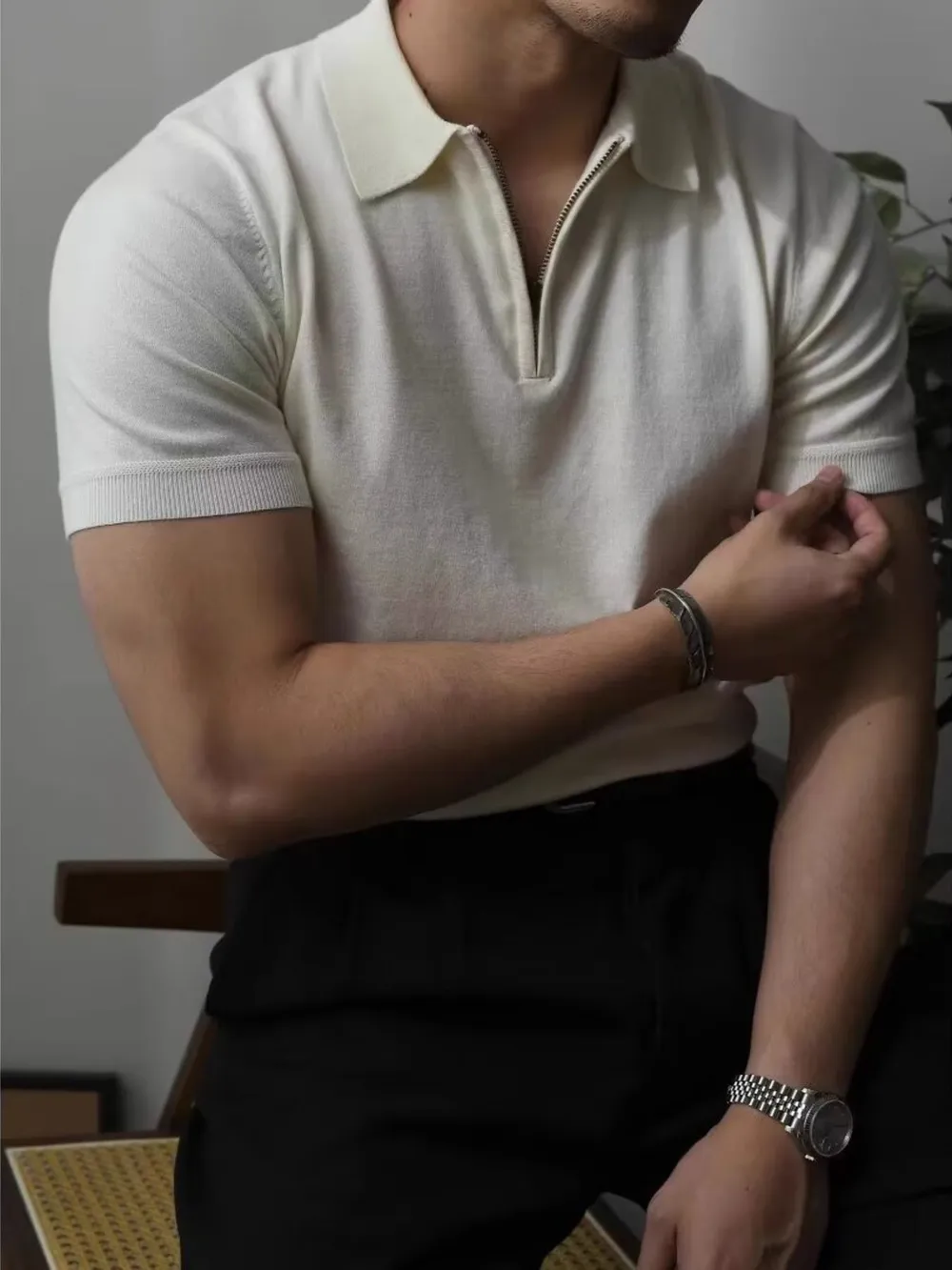 Men's Full Size Zip Collar Short Sleeve Polo Plus SIze, image 6