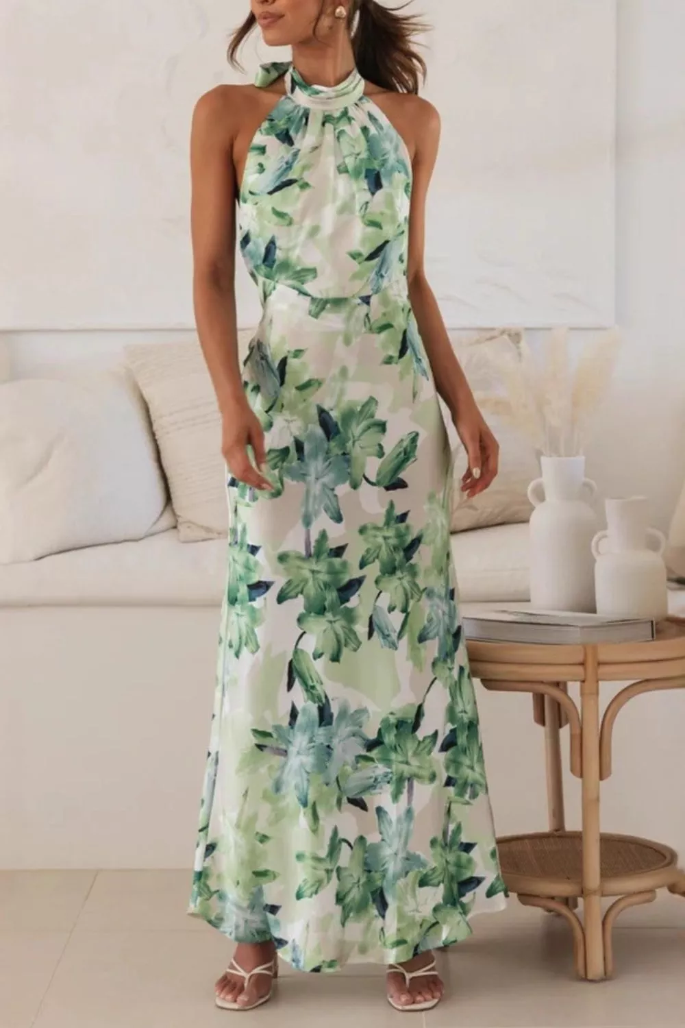 Floral Print Halter Neck Maxi Dress, image 25
