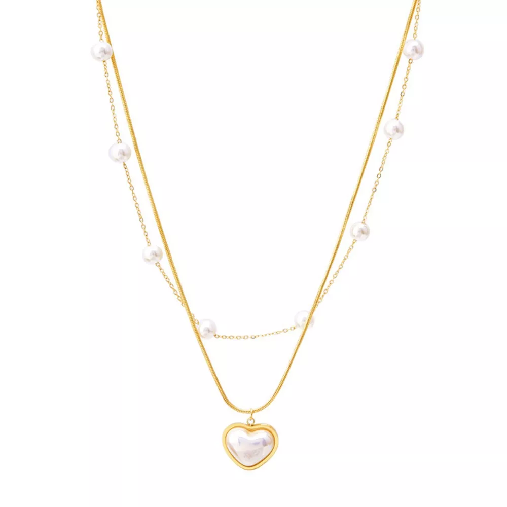 18K Gold-Plated Double Layered Heart Necklace, image 5