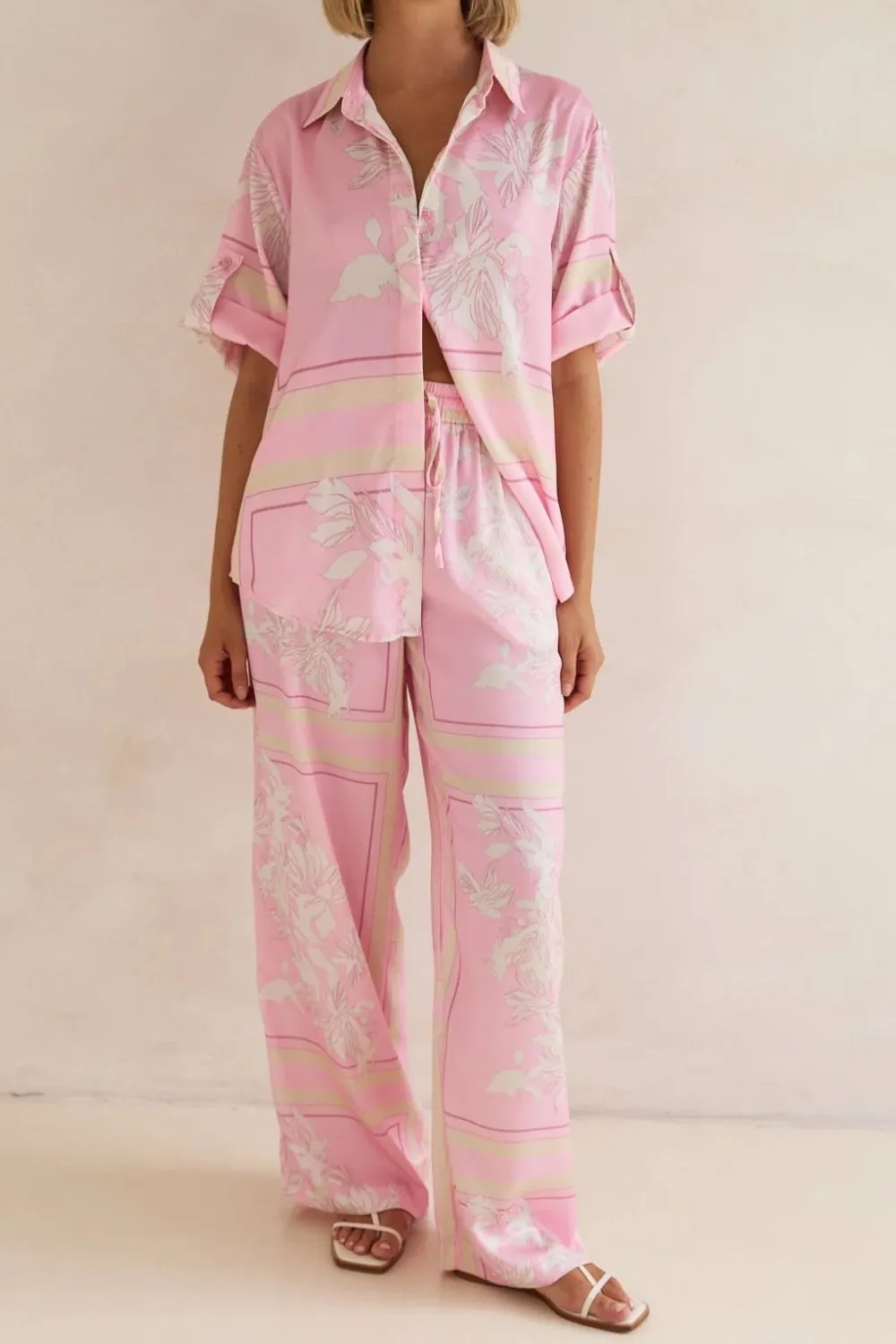 Printed Button Up Shirt and Pants Set, image 24