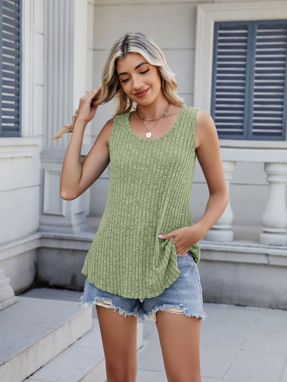 Ribbed Round Neck Tank, image 10