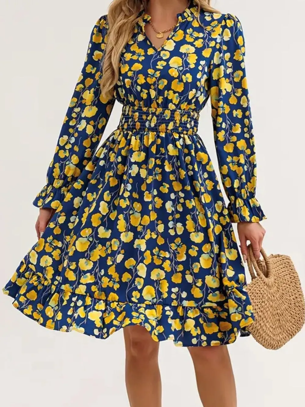 Floral Print Flounce Sleeve Ruffle Hem Dress, image 18