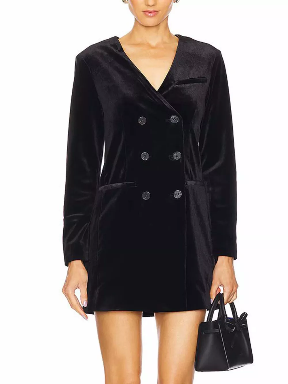 Velvet Double-Breasted Blazer Dress, image 5