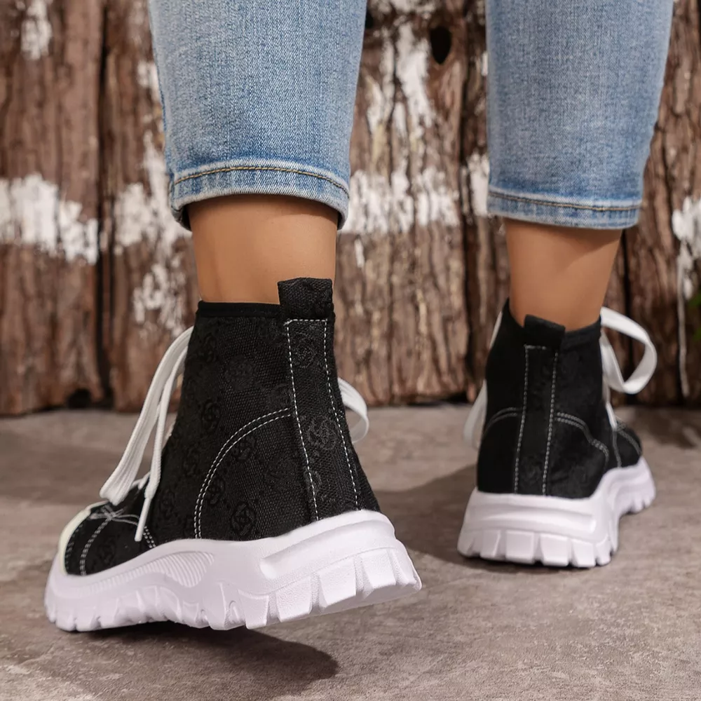 Lace Up Round Toe Sneakers, image 3