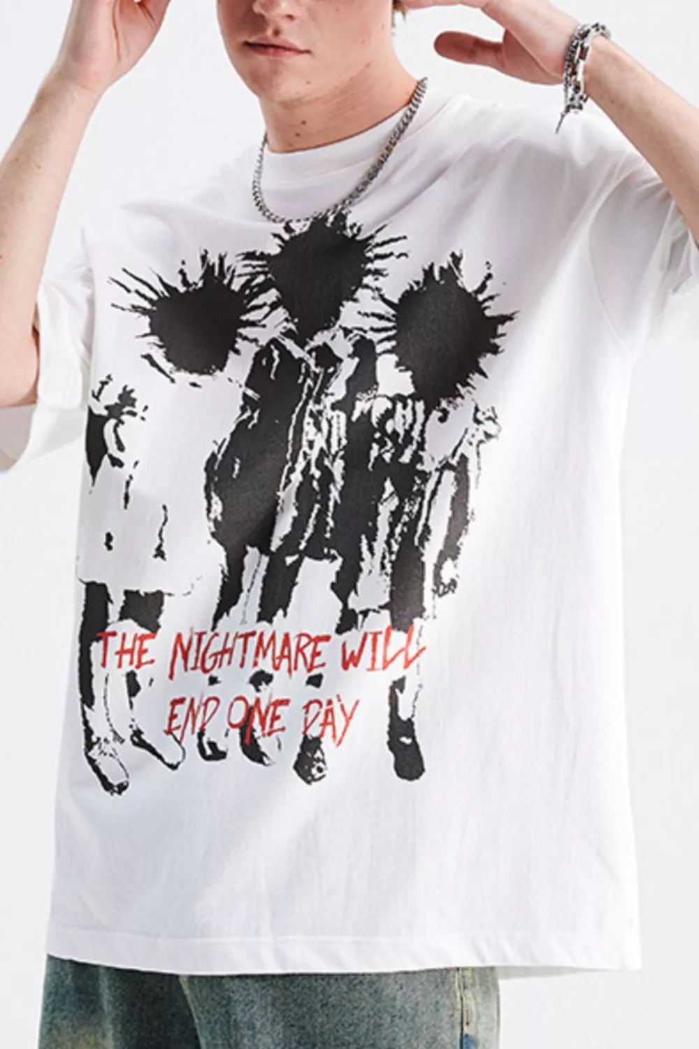 Men's Graphic Round Neck Oversized T-Shirt, image 3