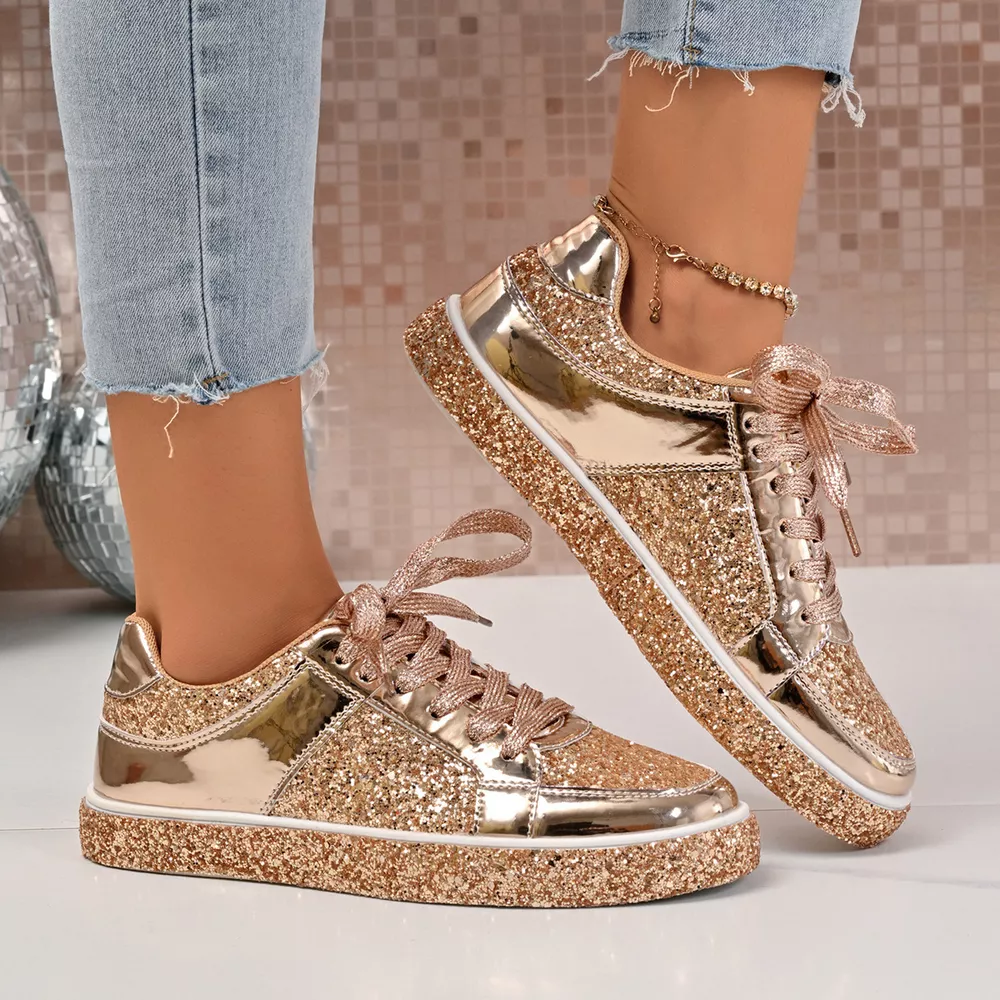 Sequin Lace Up Sneakers, image 8