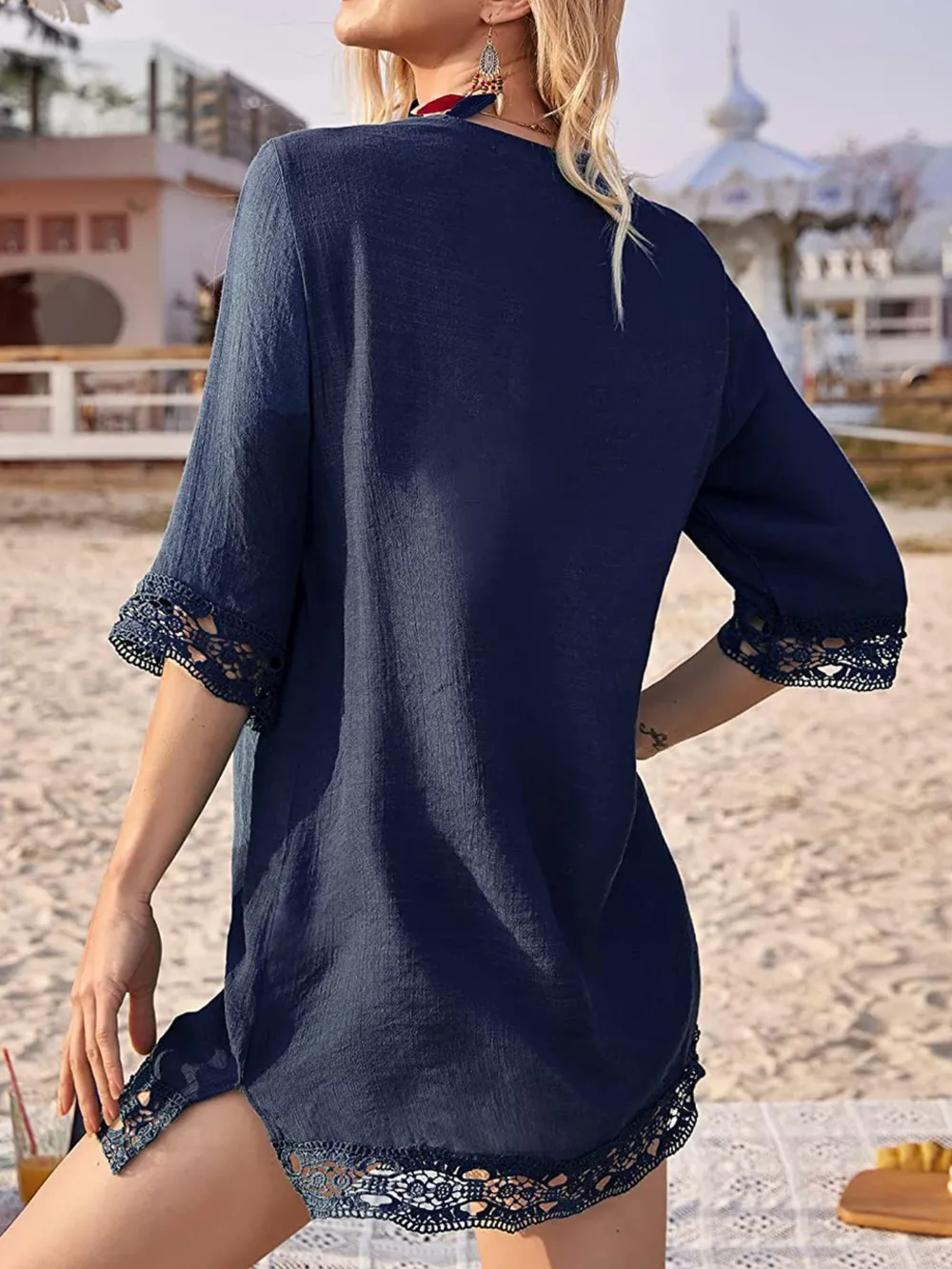 Lace Trim V-Neck Cover-Up, image 11