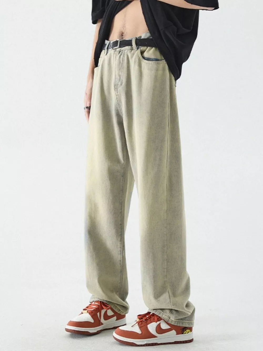 Men's Full Size Vintage Wash Wide Leg Jeans Plus Size, image 2