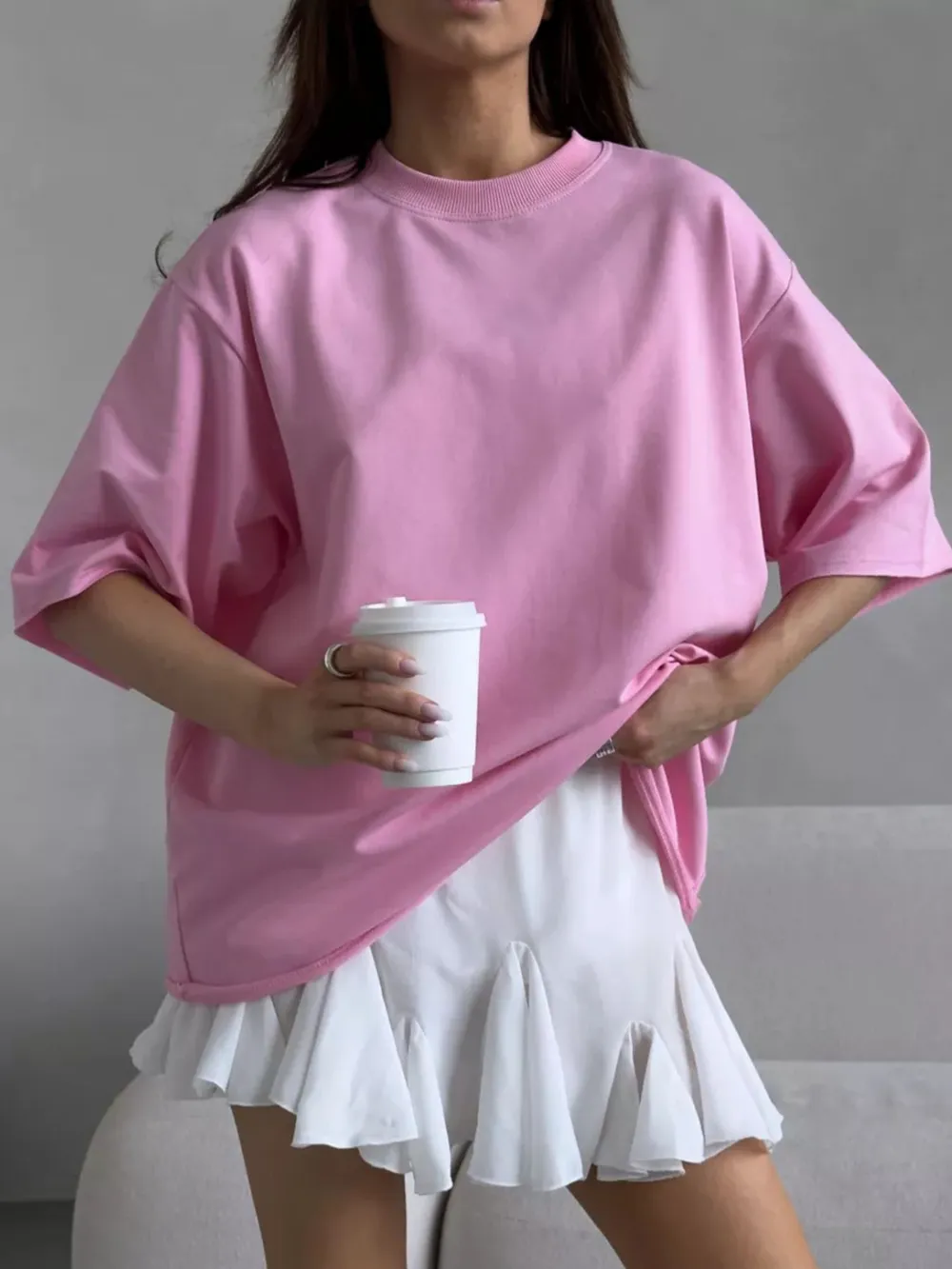 Round Neck Half Sleeve Oversized T-Shirt, image 15