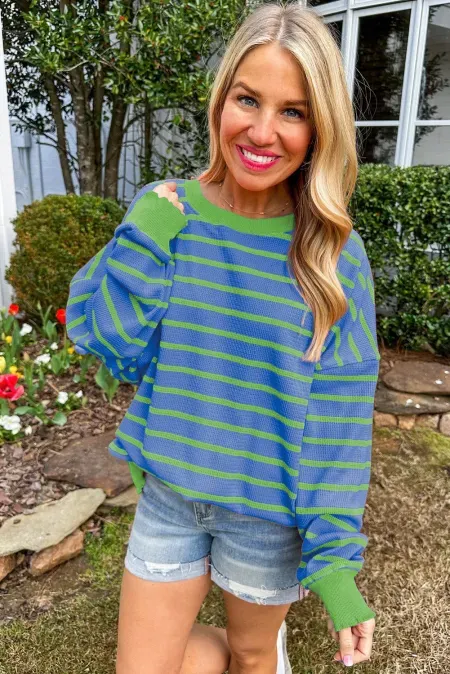 Striped Round Neck Long Sleeve Sweater, image 12