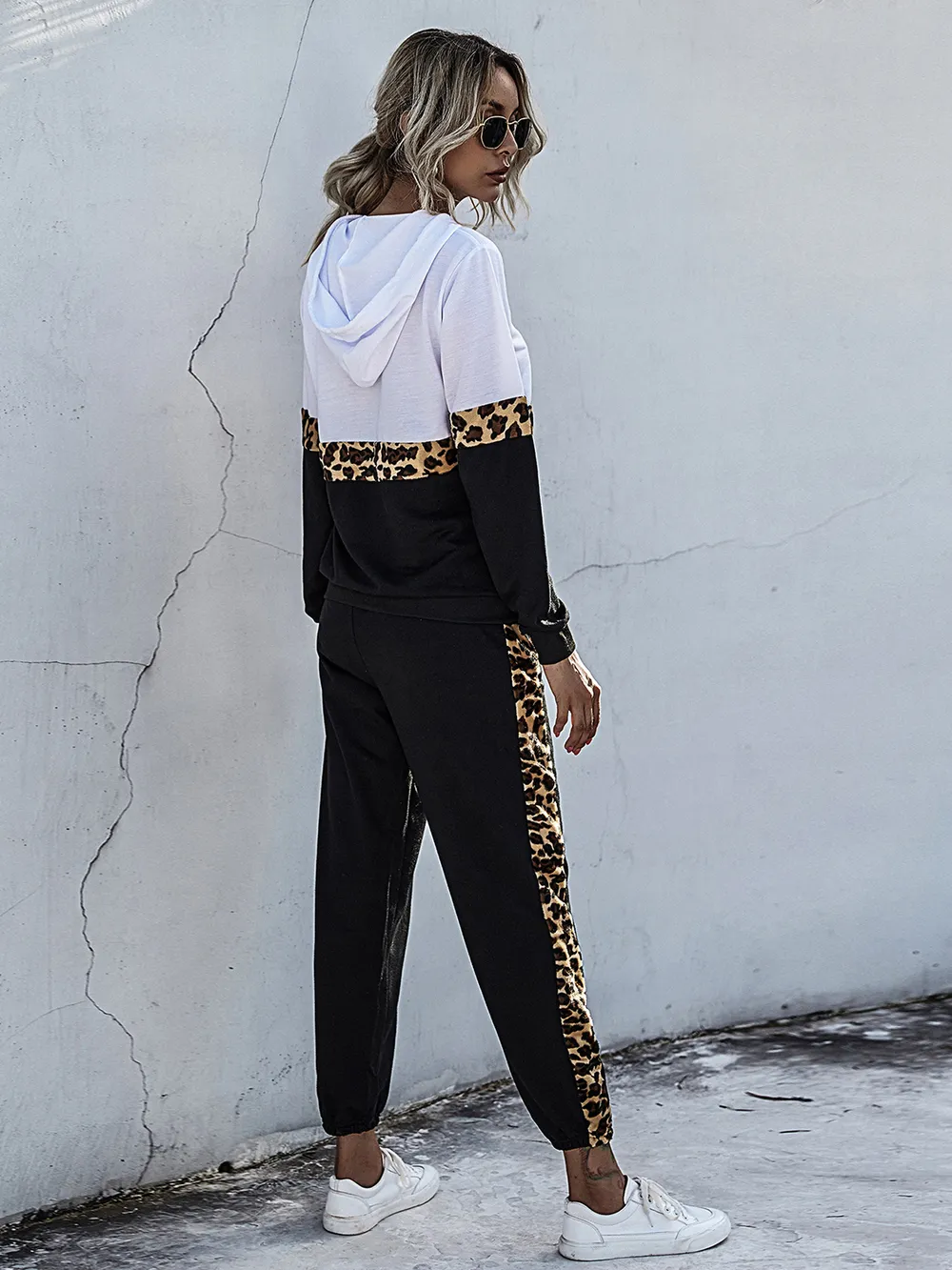 Contrast Long Sleeve Hooded Top and Joggers Set, image 4
