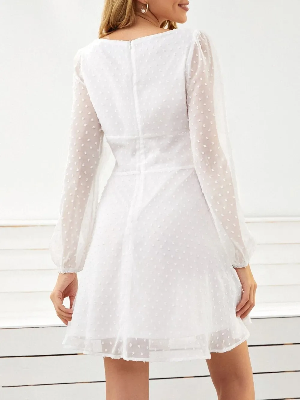 Swiss Dot Long Sleeve Mini Dress, image 8