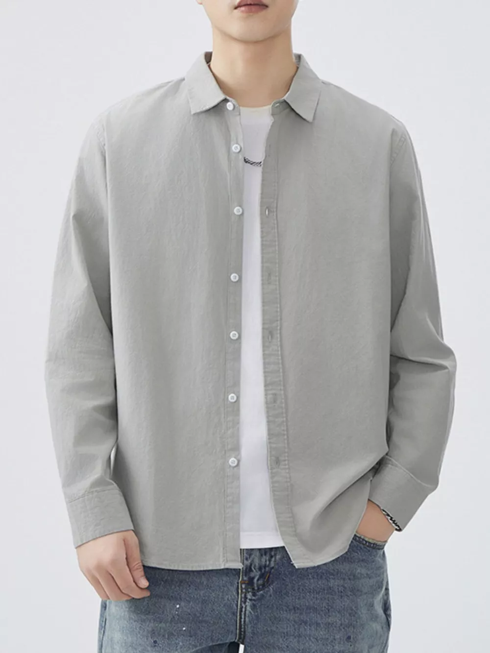 Men's Plus Size Long Sleeve Button-Up Shirt, image 6