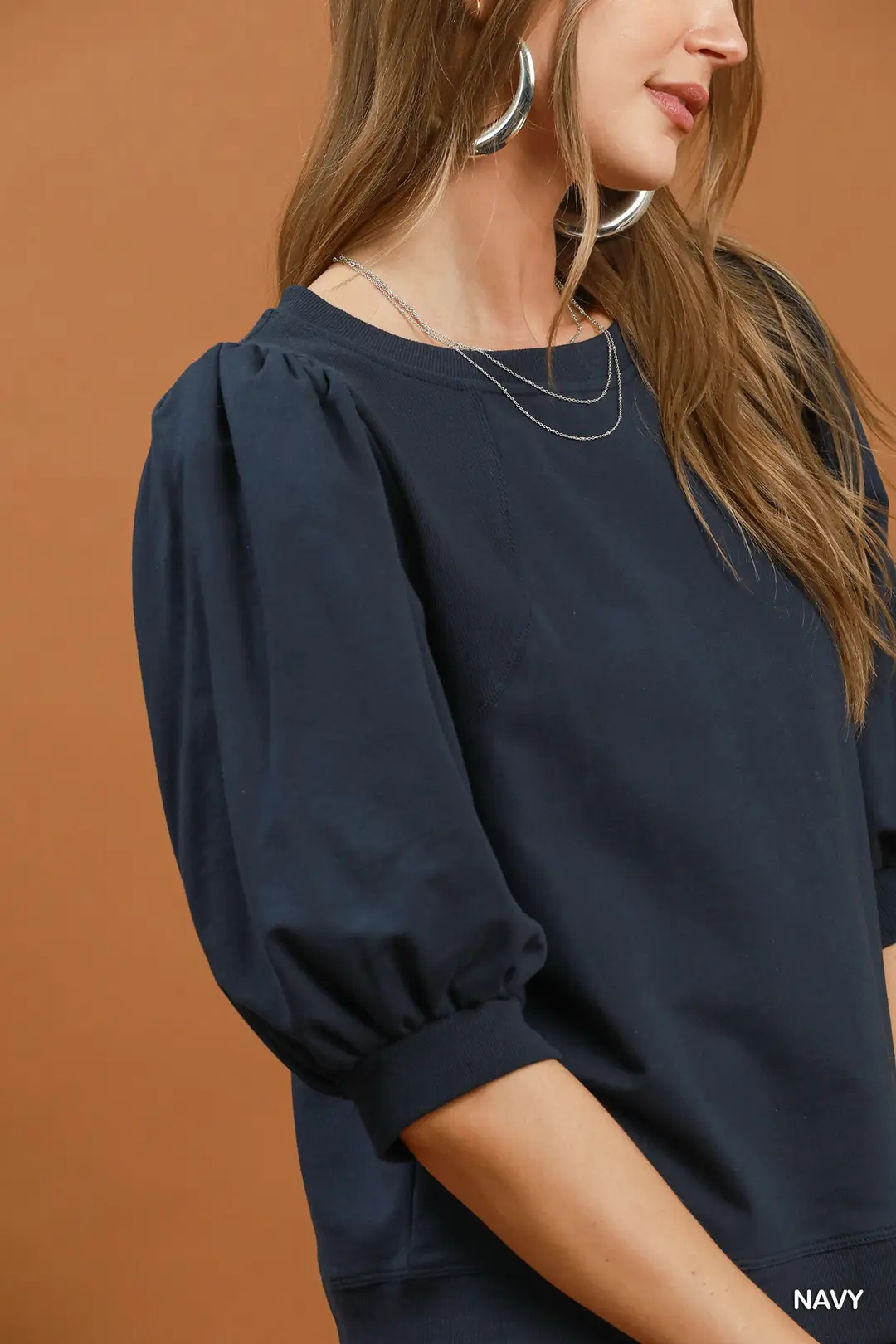 Puff Sleeve Round Neck Sweatshirt, image 5