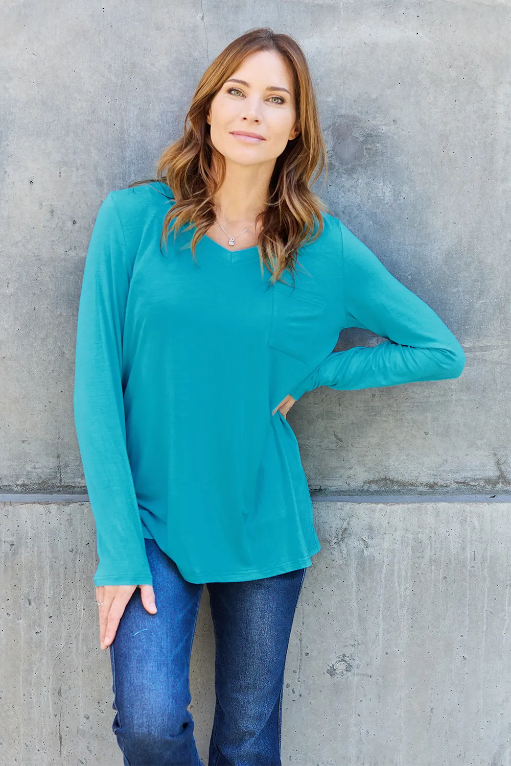 Full Size V-Neck Long Sleeve Top, image 27