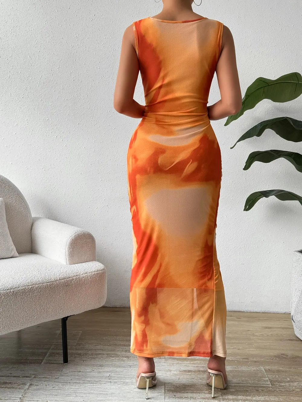 Slit Round Neck Midi Tank Dress, image 16