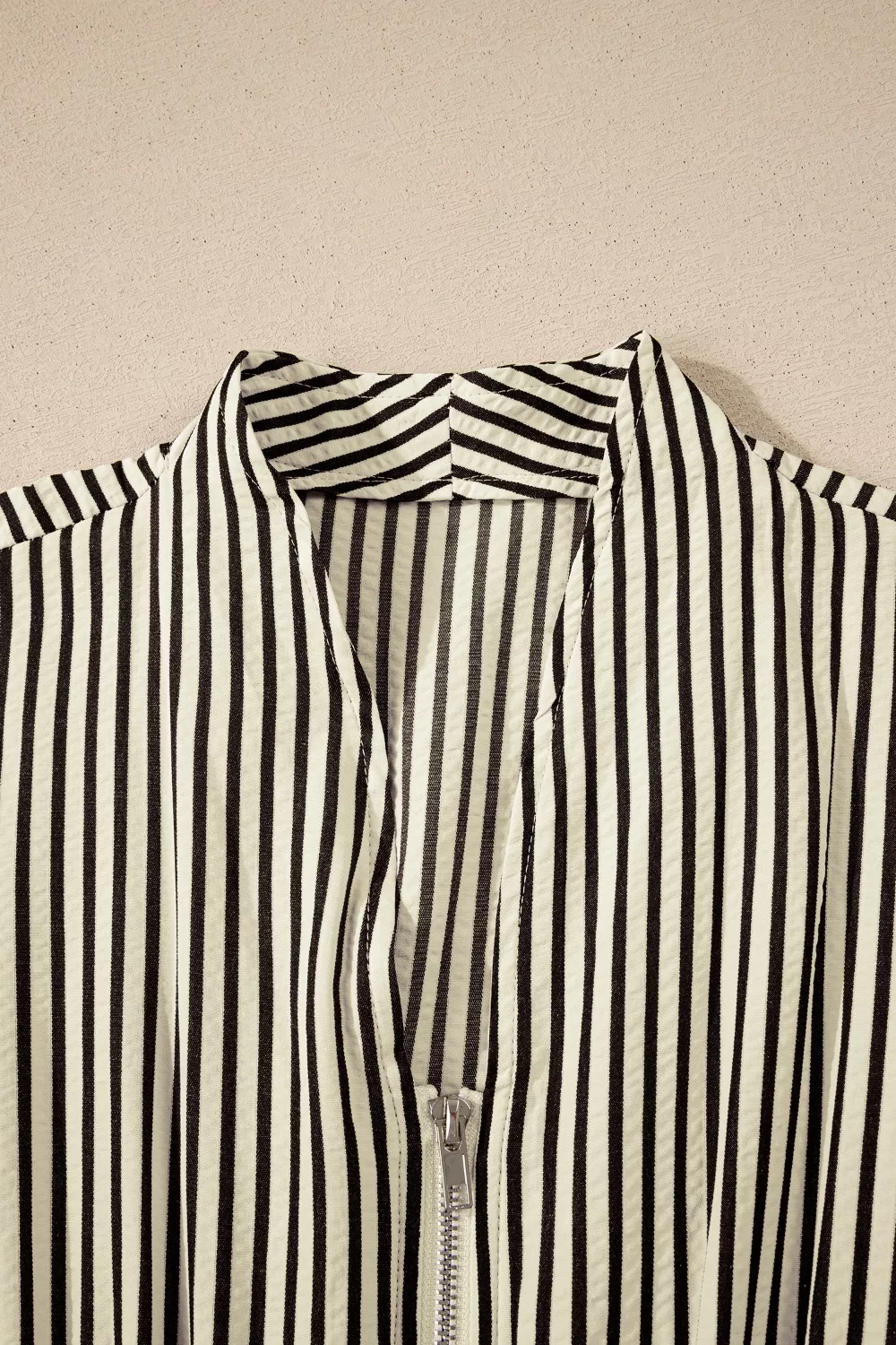 Stripe V Neck Zip Front Cinched High Waist Midi Dress, image 12