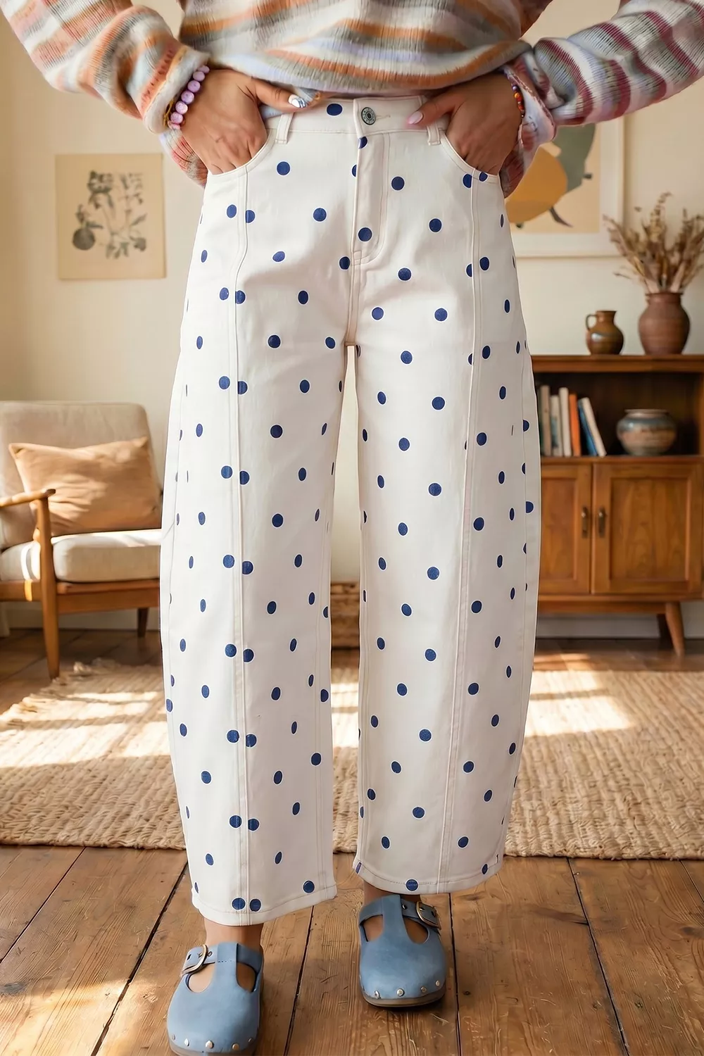 Polka Dot Wide-Leg Jeans, image 3