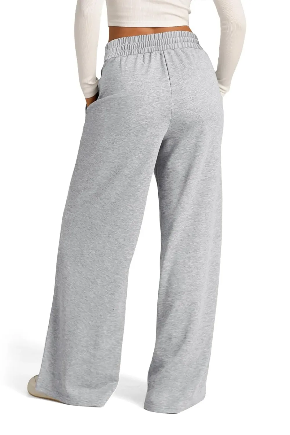 Drawstring Elastic Waist Wide Leg Pants, image 3