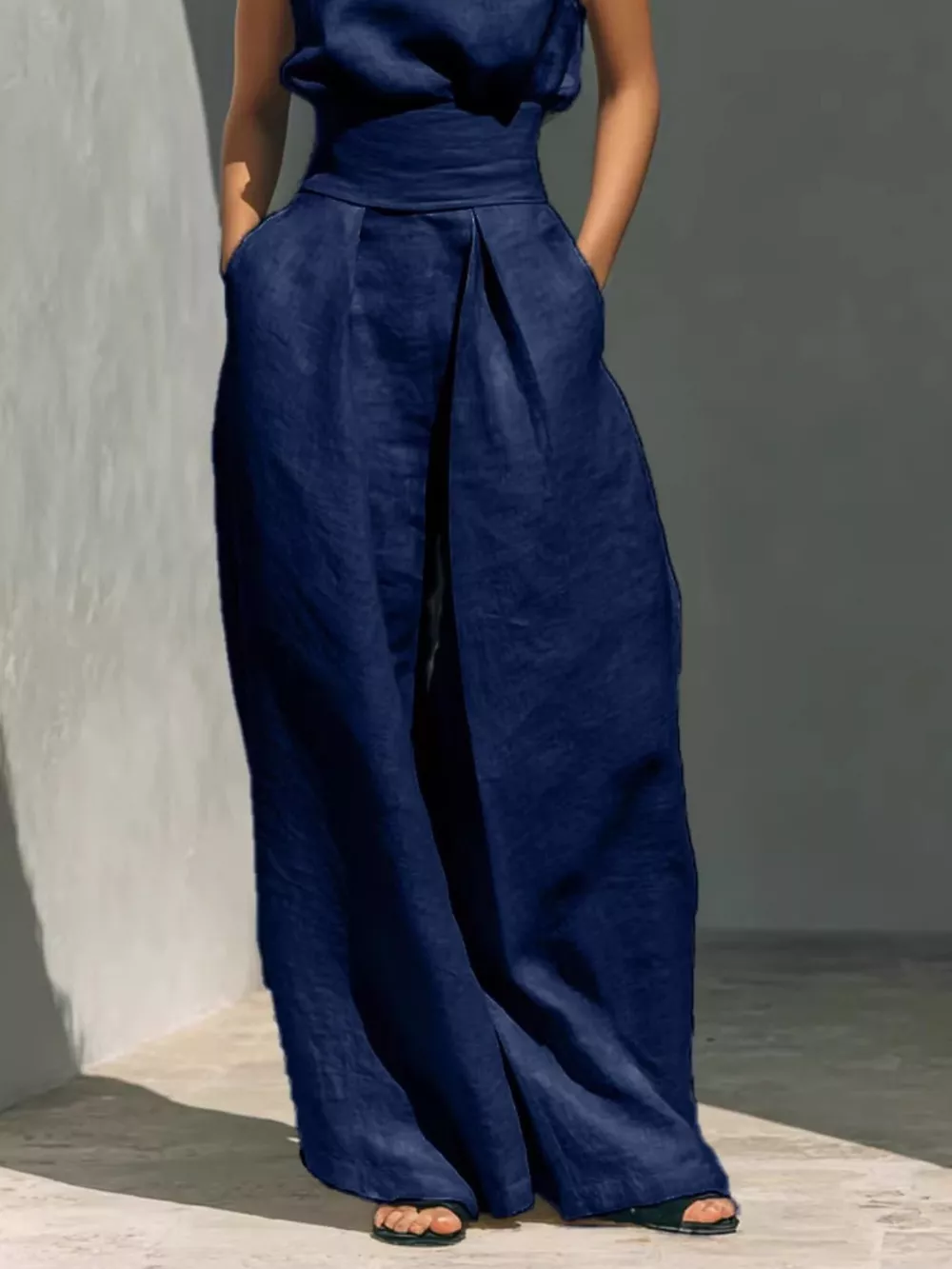 Full Size Sleeveless Wide-Leg Jumpsuit with Smocked Waist Plus Size, image 12