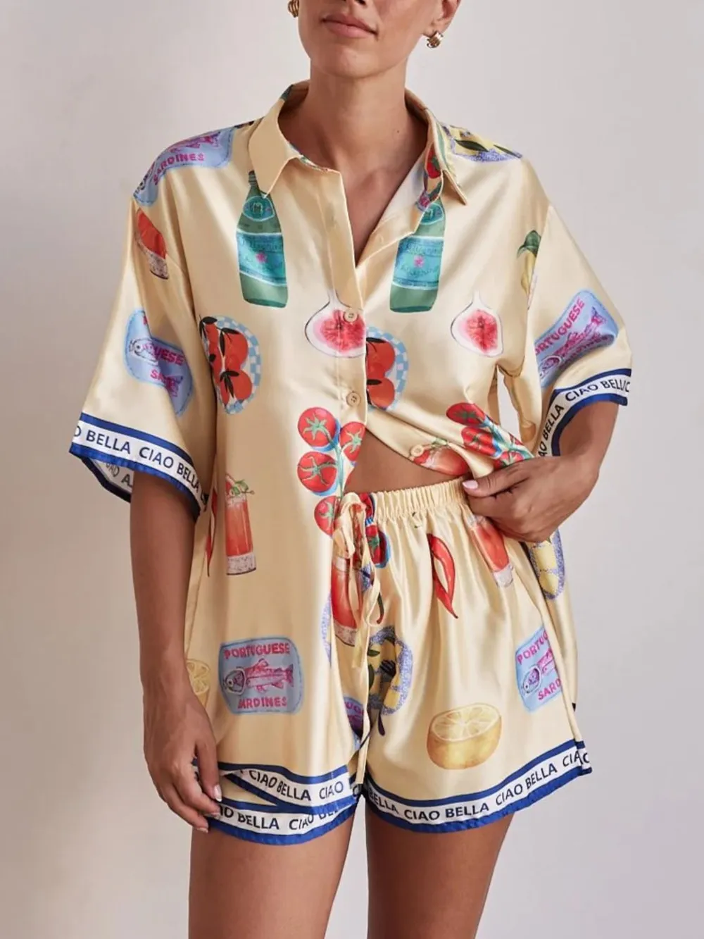 Printed Button Up Top and Shorts Set, image 9