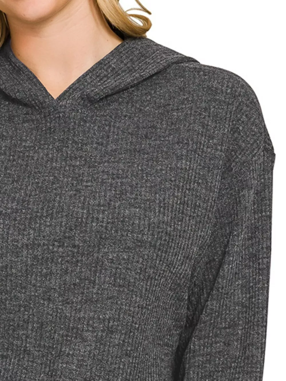 Ribbed Long Sleeve Hoodie, image 3